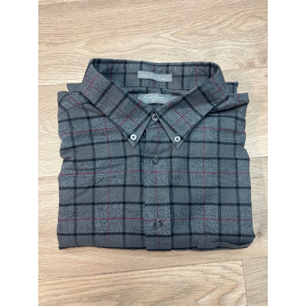 Daniel Cremieux Signature Collection Grey Plaid Flannel Shirt Mens 2XT Tall